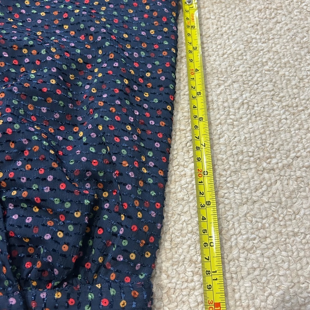 Madewell Lyric Wrap Top Sugar Dot Navy multicolor polka dot textured Medium - Picture 13 of 13